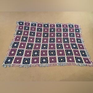 Purple and Blue Handmade Used Afghan
